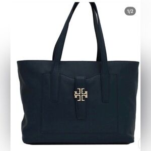 Tory Burch Meyer Hudson Blue (Navy Pebbled Leather with Gold Emblem)